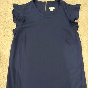 J. Crew Midnight Blue blouse with Gold Zipper